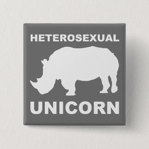 Carré 5 Cm Bouton Badge Drôle Rhinocéros Licorne Hétérosexuel