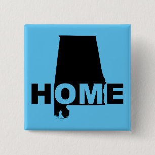 Carré 5 Cm Bouton Badge Épingle de l'Alabama, Maison Loin de