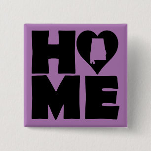 Carré 5 Cm Bouton Badge Épingle de l'État d'Alabama Maison Cœ