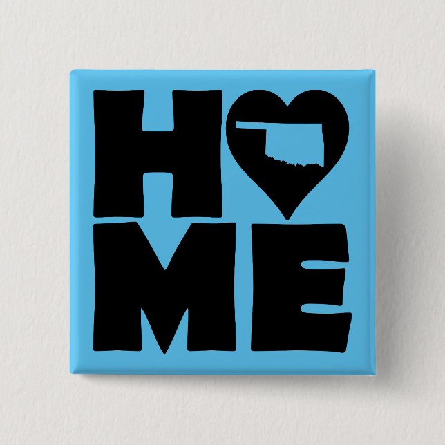 Carré 5 Cm Bouton Badge Épingle de l'État Oklahoma Home Heart (Devant)
