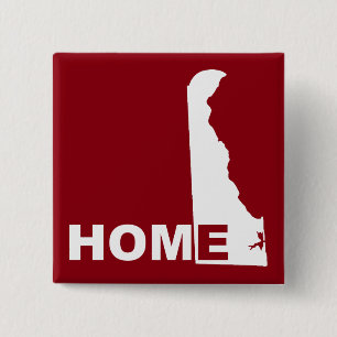 Carré 5 Cm Bouton Badge Épingle Delaware Maison Loin de l'Éta