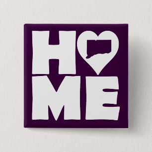 Carré 5 Cm Bouton Badge Épingle du cœur de l'État du Connecti