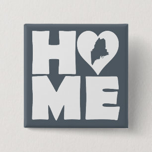 Carré 5 Cm Bouton Badge Épingle du cœur de l'État du Maine