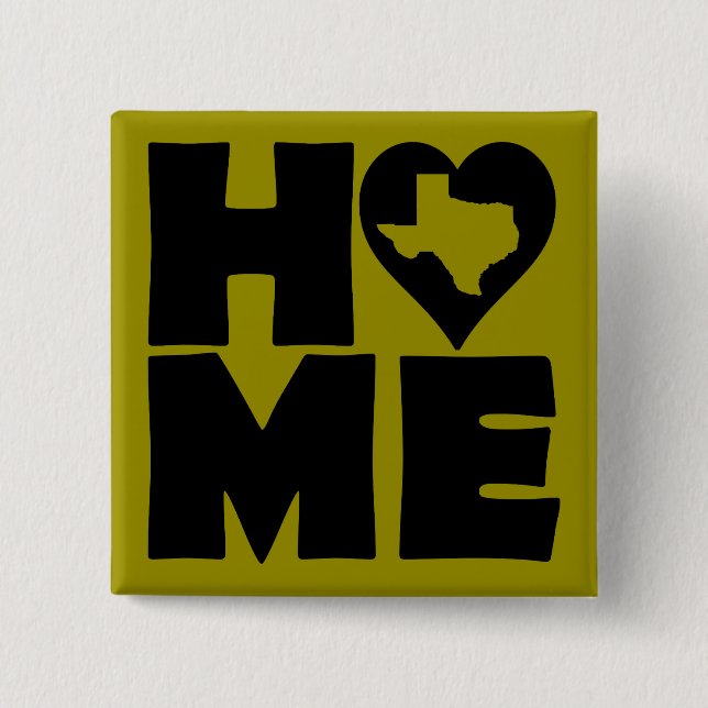 Carré 5 Cm Bouton Badge Épingle du Texas Home Heart State (Devant)