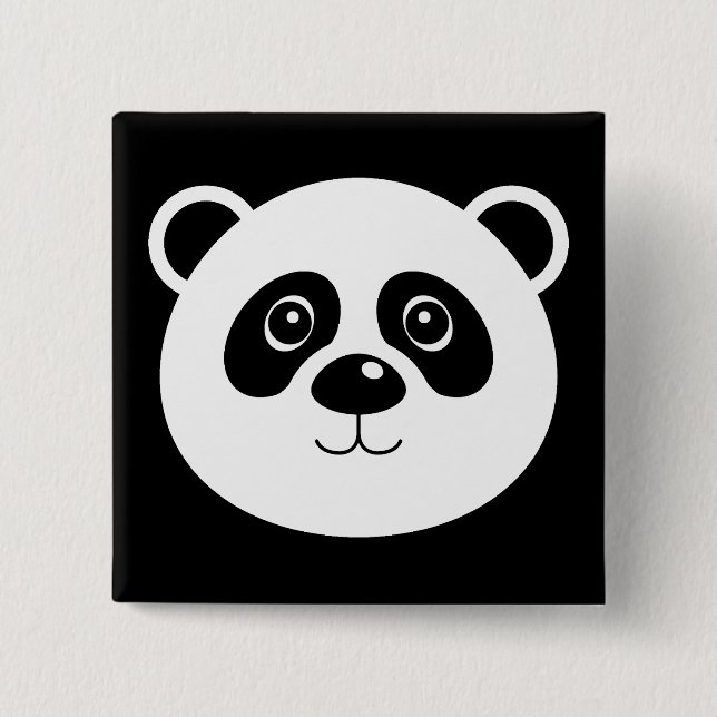 Carré 5 Cm Bouton Badge Épinglette Ours Panda (Devant)