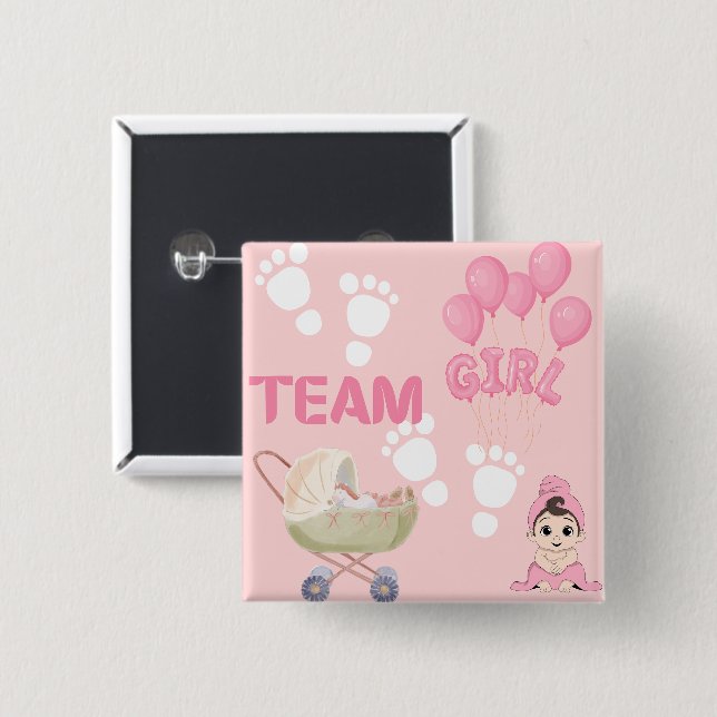 Carré 5 Cm Bouton Badge Révélation du Sexe (Devant & derrière)