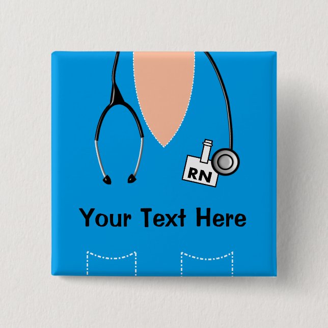Carré 5 Cm Bouton Bl de badge nominatif d'infirmier autorisé (Devant)