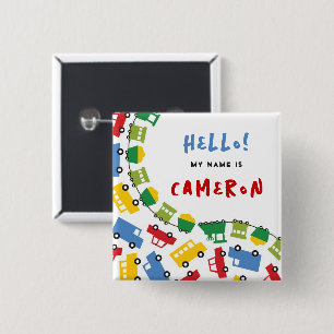 Carré 5 Cm Bouton de badge pour fête d'anniversaire Boys Toys