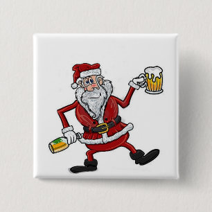 CARRÉ 5 CM BOUTON OU BADGE DE PÈRE NOËL DRUNK