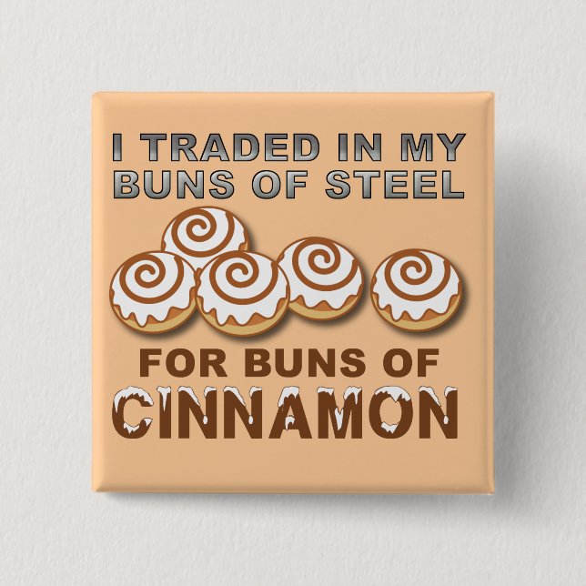 Carré 5 Cm Buns de Cinnamon Funny Bouton Badge (Devant)