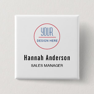 Carré 5 Cm Business Logo Basic Employee Staff Name Badge