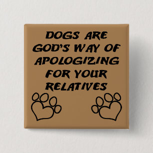 Carré 5 Cm Cadeau de chien de Dieu bouton drôle Badge Pin