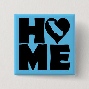 Carré 5 Cm California Home Heart State Button Badge Pin