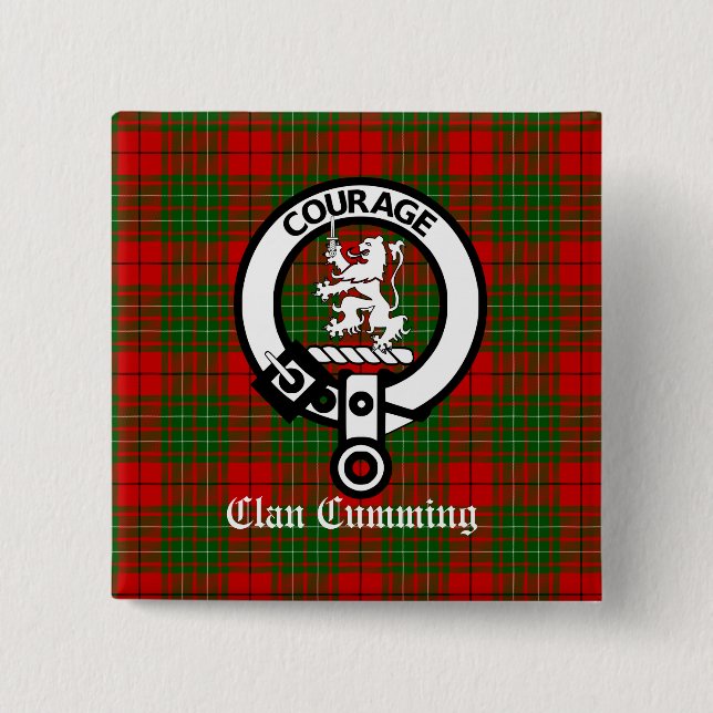 Carré 5 Cm Clan Cumming Crest Badge et Tartan (Devant)