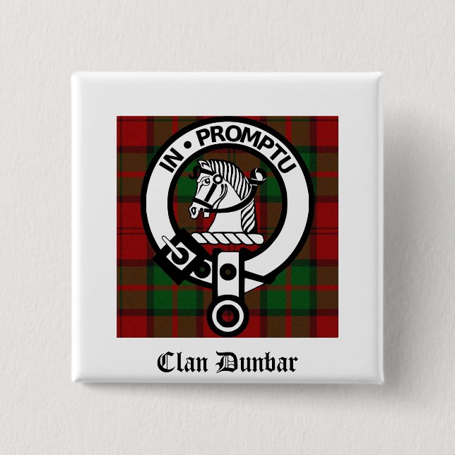 Carré 5 Cm Clan Dunbar Tartan & Crest Badge (Devant)