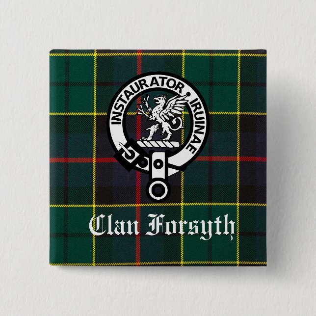 Carré 5 Cm Clan Forsyth Crest Badge et Tartan (Devant)