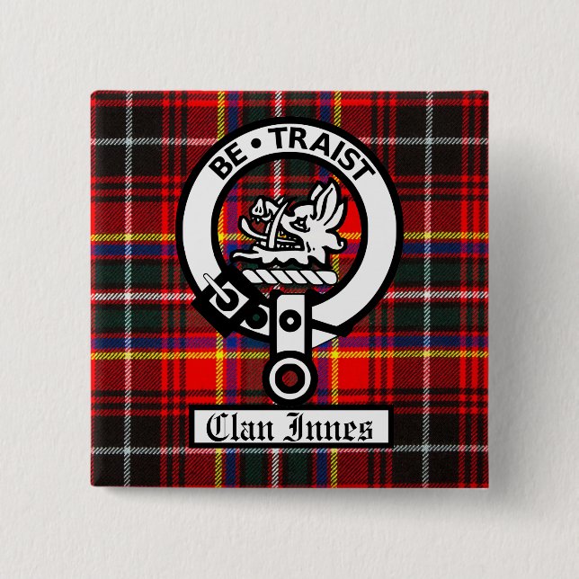 Carré 5 Cm Clan Innes Crest Badge et Tartan (Devant)