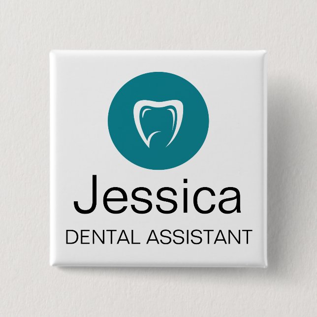 Carré 5 Cm Custom Dental Assistant Name Badge Tooth Logo (Devant)
