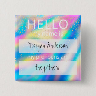 Carré 5 Cm Custom HELLO Mon Nom Pronouns Est Un Badge