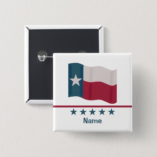 Carré 5 Cm Drapeau Texas Lone Star Nom personnalisé Badge (Devant & derrière)