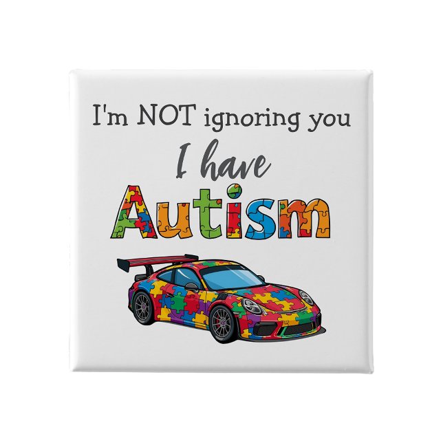 Carré 5 Cm Épingle de sensibilisation à l'autisme Badge Je ne (Autism Awareness Pin Badge I'm not ignoring you
)