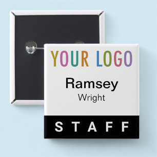 Carré 5 Cm Épingle du personnel Nom Badge avec logo Bouton no