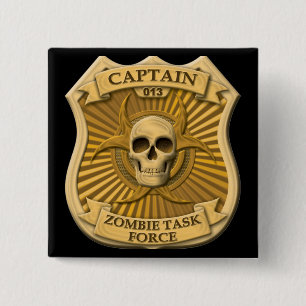 Carré 5 Cm Groupe de travail de zombi - capitaine Badge