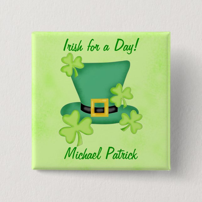 Carré 5 Cm Irlandais pour un jour St. Patrick's Name Badge Pi (Devant)