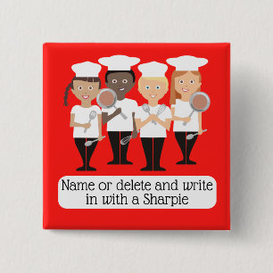 Carré 5 Cm Le chef badine le badge nominatif d'universel de