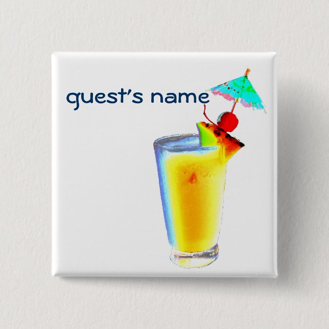 Carré 5 Cm Le parapluie de cocktail boit le badge nominatif (Devant)