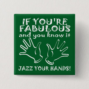 Carré 5 Cm Mains de Jazz Fabuleuses Badge Épinglette Bouton D
