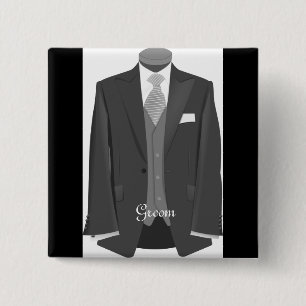 Carré 5 Cm Mariage Tuxedo Groom Pin Bouton Badge