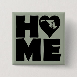 Carré 5 Cm Maryland Accueil Heart State Button Badge Pin