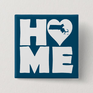 Carré 5 Cm Massachusetts Accueil Heart State Button Badge Pin
