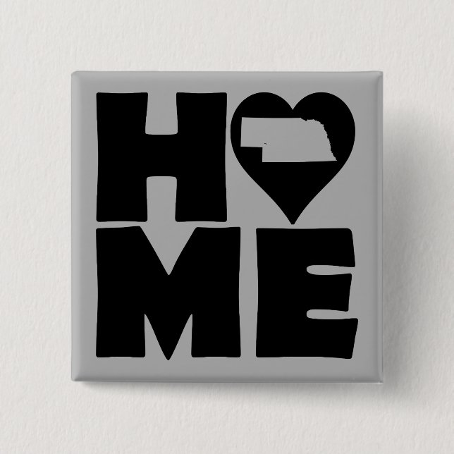 Carré 5 Cm Nebraska Home Heart State Button Badge Pin (Devant)
