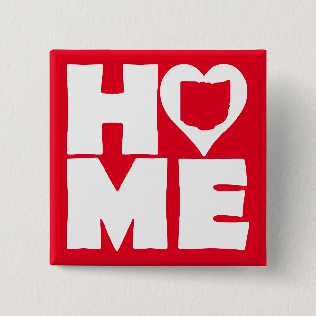 Carré 5 Cm Ohio Home Heart State Button Badge Pin (Devant)