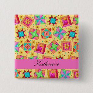 Carré 5 Cm Patchwork Jaune Patchwork Blocs Nom Badge