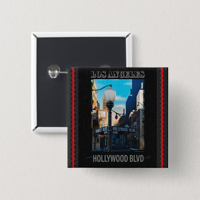 Carré 5 Cm Poster Hollywood Blvd. Badge (Devant & derrière)