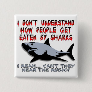 Carré 5 Cm Requins - Entendez la musique Badge bouton drôle