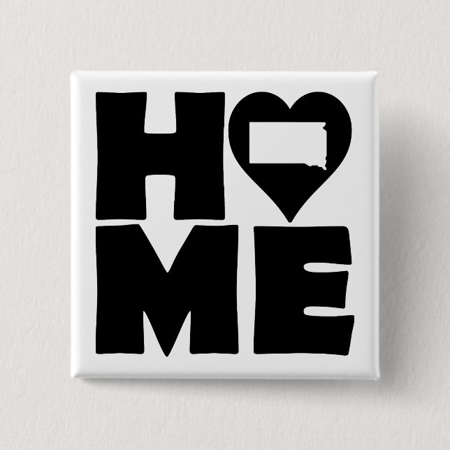 Carré 5 Cm South Dakota Accueil Heart State Button Badge Pin (Devant)