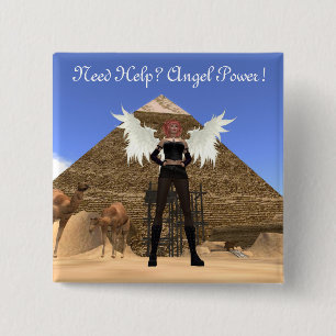 Carré 5 Cm Vous avez besoin d'aide ? Angel Power ! Badge