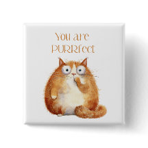 vous êtes purrfait - badge de chat orange