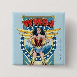 Carré 5 Cm WW84   Retro Comic Wonder Woman Badge de caractère