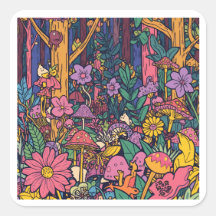 A psychedelic woodland Sticker
