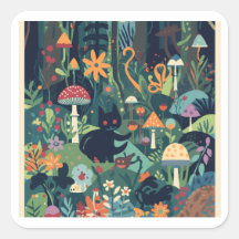 A woodland scene square sticker