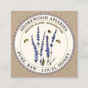Carré Abeilles et Lavender Honey Kraft Carte de visite