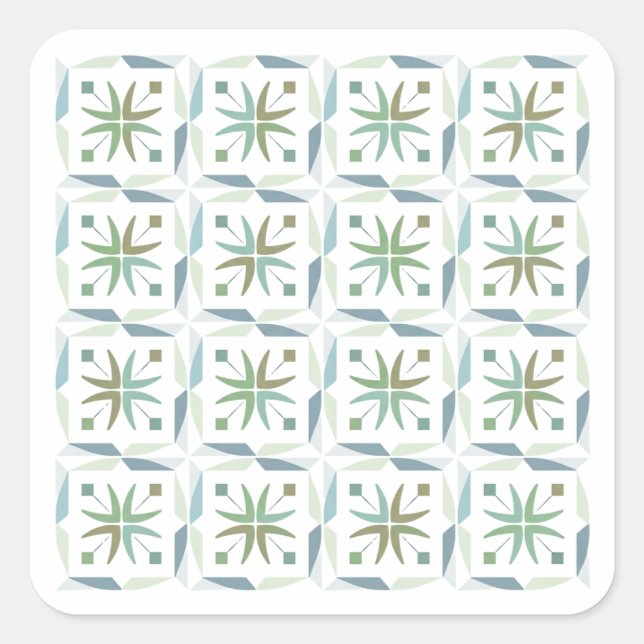 Carré Abstract Geometric Tile Pattern Design Sticker (Devant)
