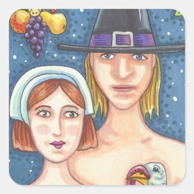 Carré ADAM & EVE PILGRIMS THANKSGIVING STICKER SHEET Squ (Devant)