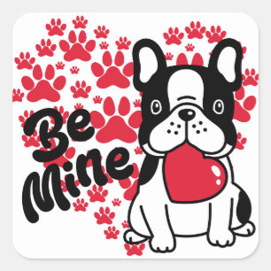 Carré Adorable Être Mine Saint Valentin Sticker chien