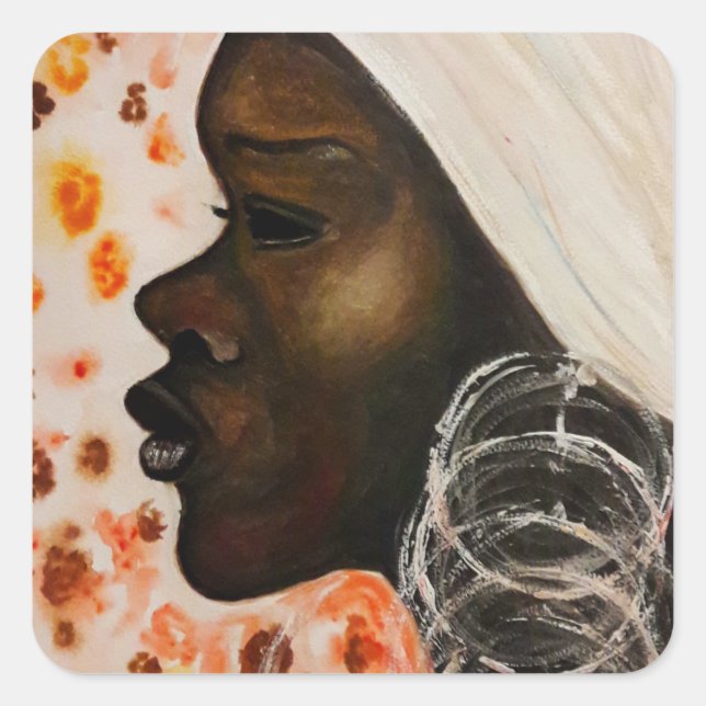 Carré African Beauty Sticker Woman Face Painting (Devant)